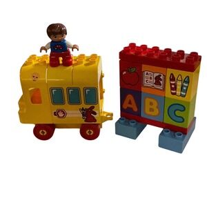 LEGO DUPLO 10630 Yellow School Bus ABC Building Blocks Playset Figure complete